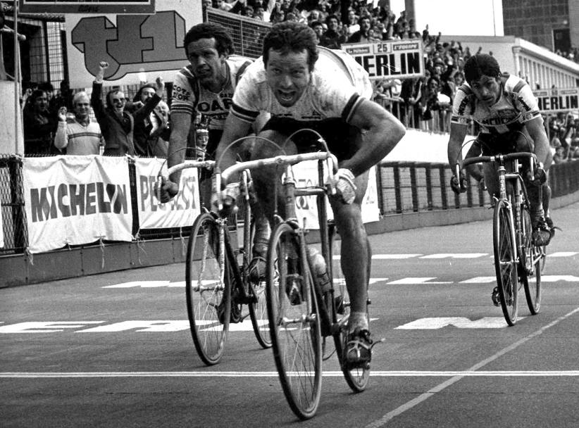 Parigi - Roubaix 1981. vittoria di Bernard Hinault che precede Roger De Vlaeminck e Francesco Moser (Bettini)